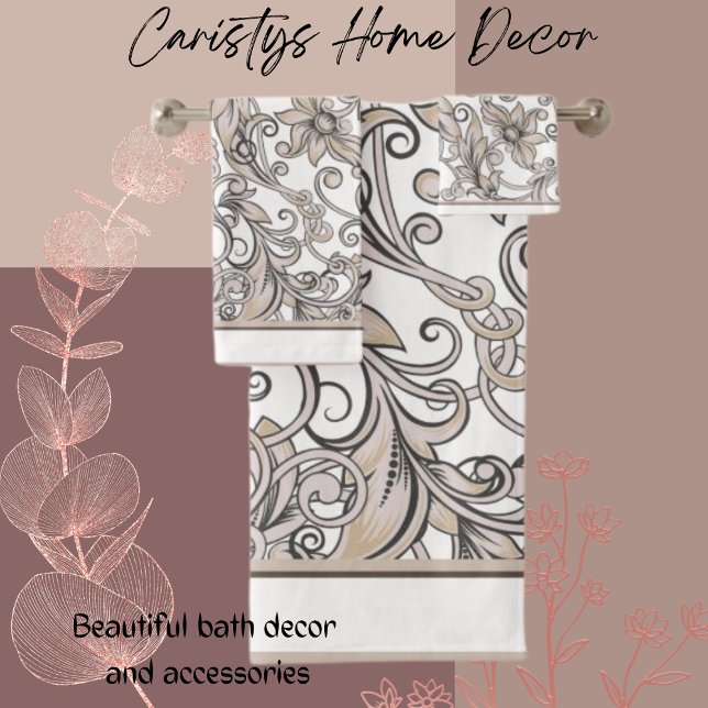 Decorative Flourishes Multicolors Bath Towel Set (Creator Uploaded)