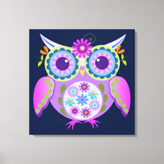 Decorative Flower power Owl Canvas Print