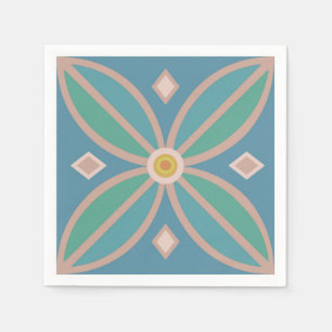 Decorative flower pretty teals and pinks napkin