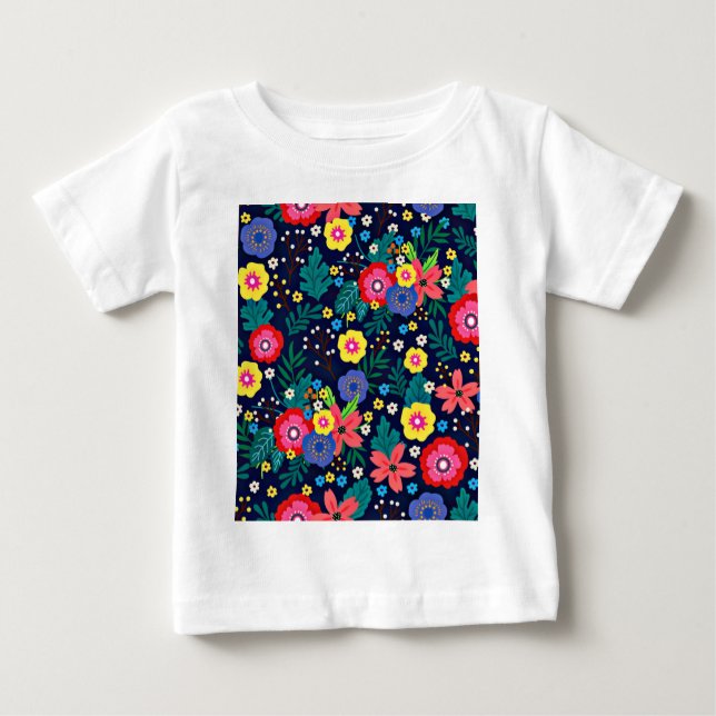 Decorative Flowers And Leaves Pattern-48675 Baby T-Shirt (Front)