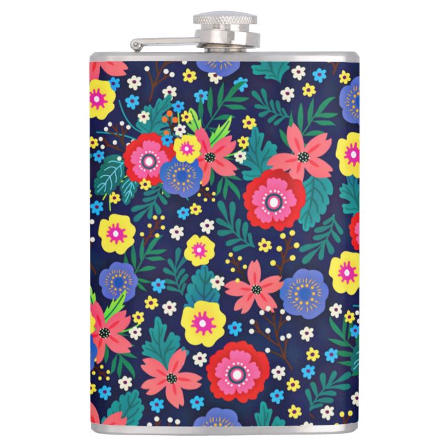 Decorative Flowers And Leaves Pattern-48675 Hip Flask (Front)