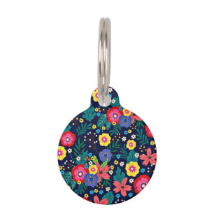 Decorative Flowers And Leaves Pattern-48675 Pet Tag