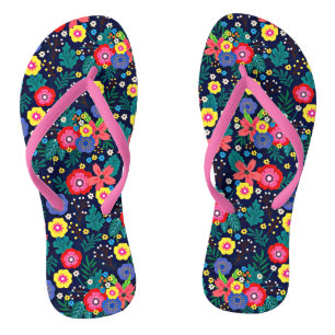 Decorative Flowers And Leaves Pattern-48675 Thongs