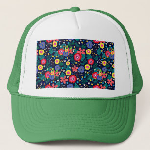 Decorative Flowers And Leaves Pattern-48675 Trucker Hat