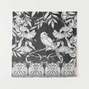 Decorative Flowers Bird Nouveau Poster Tapestry
