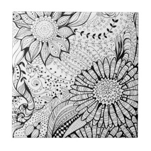 Decorative flowers ceramic tile