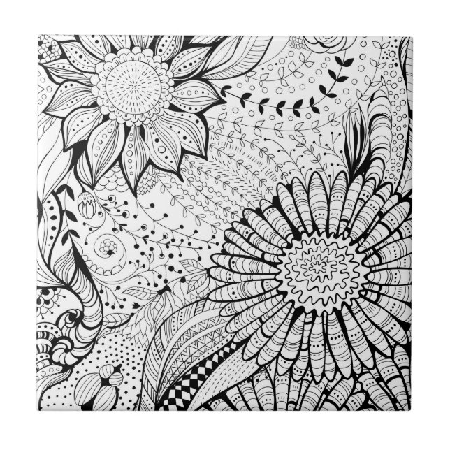 Decorative flowers ceramic tile (Front)
