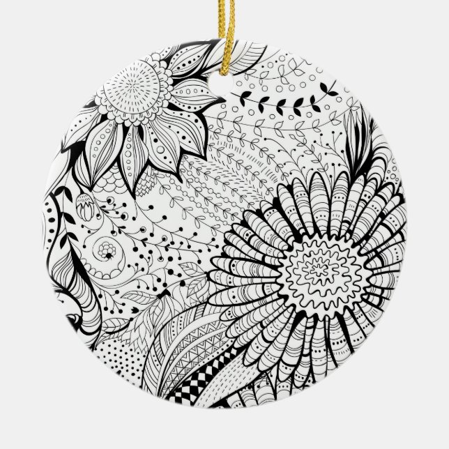 Decorative flowers ceramic tree decoration (Front)