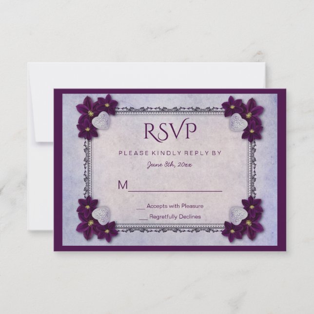 Decorative Flowers & Hearts Birthday RSVP (Front)