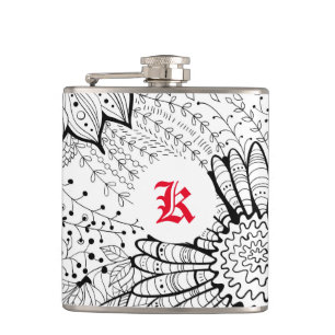 Decorative flowers hip flask