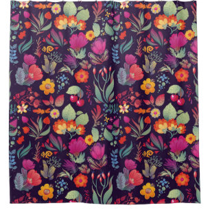 Decorative Flowers: Seamless Vintage Doodle Shower Curtain