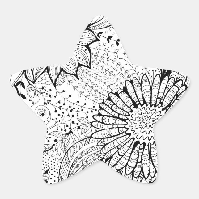 Decorative flowers star sticker (Front)