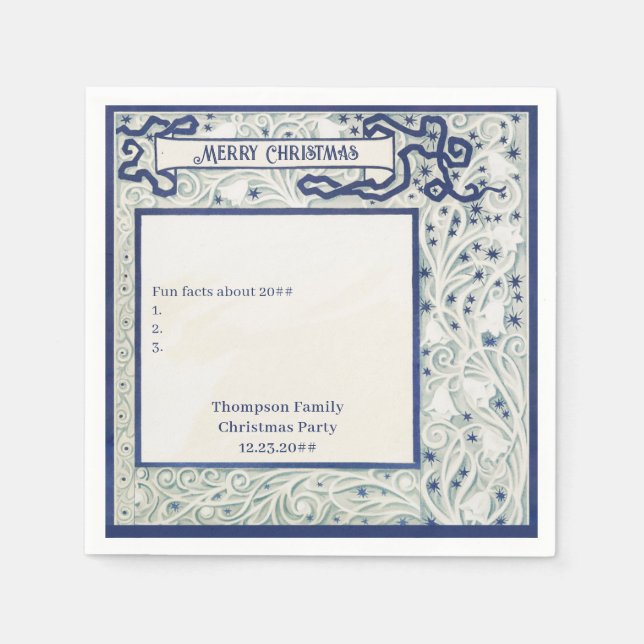 Decorative Foliage Festive Christmas Dinner Napkin (Front)