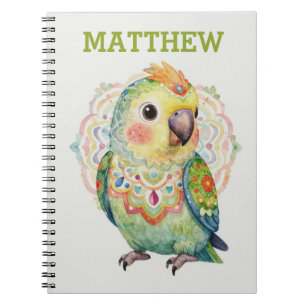 Decorative Folk‑Art Parrot Illustration Notebook