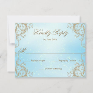 Decorative Frame Border Light Blue RSVP Card