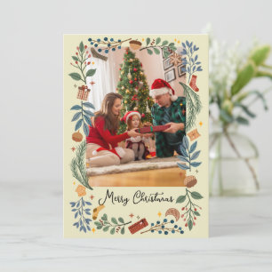 Decorative frame Merry Christmas beige Holiday Card