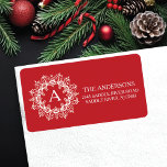 Decorative Frame Monogram Return Address Label<br><div class="desc">Dress up your envelopes, christmas cards, christmas party invitations & thank you note cards with our elegant return address labels! This return address label features a red background with a white decorative frame. Easy to personalise... . Just add your personal information and you're set to go. The perfect finishing touch...</div>