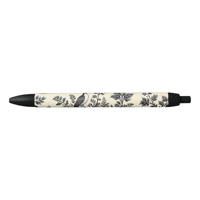 Decorative French toile pattern Black Ink Pen (Front)