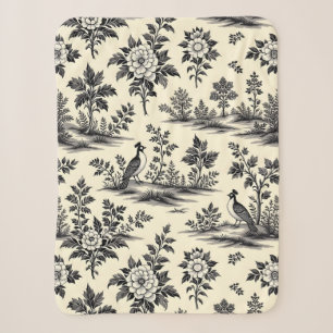 Decorative French toile pattern Sherpa Blanket
