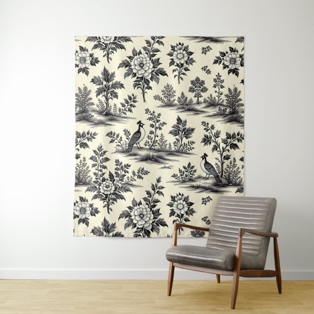 Decorative French toile pattern Tapestry (In Situ)