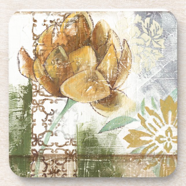 Decorative Fresco Design with Globe Flower Coaster (Front)