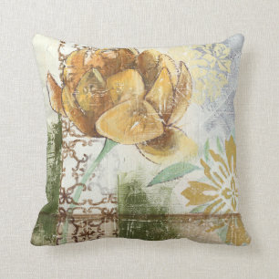 Decorative Fresco Design with Globe Flower Cushion