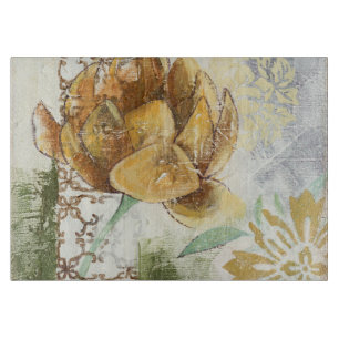 Decorative Fresco Design with Globe Flower Cutting Board