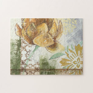 Decorative Fresco Design with Globe Flower Jigsaw Puzzle