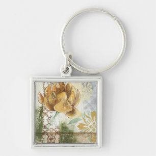 Decorative Fresco Design with Globe Flower Key Ring