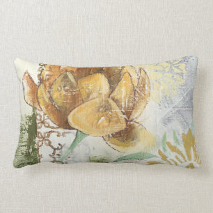 Decorative Fresco Design with Globe Flower Lumbar Cushion