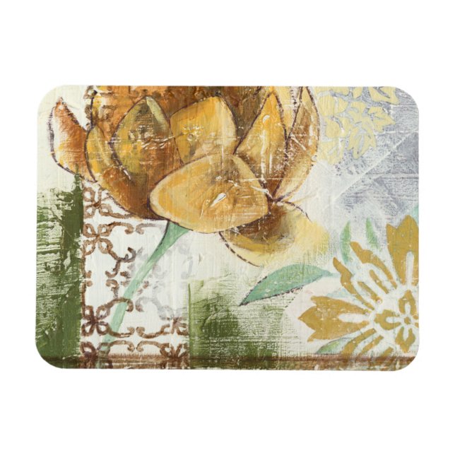 Decorative Fresco Design with Globe Flower Magnet (Horizontal)