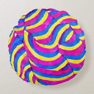 Decorative fun colourful candy art Painting Pink Round Cushion