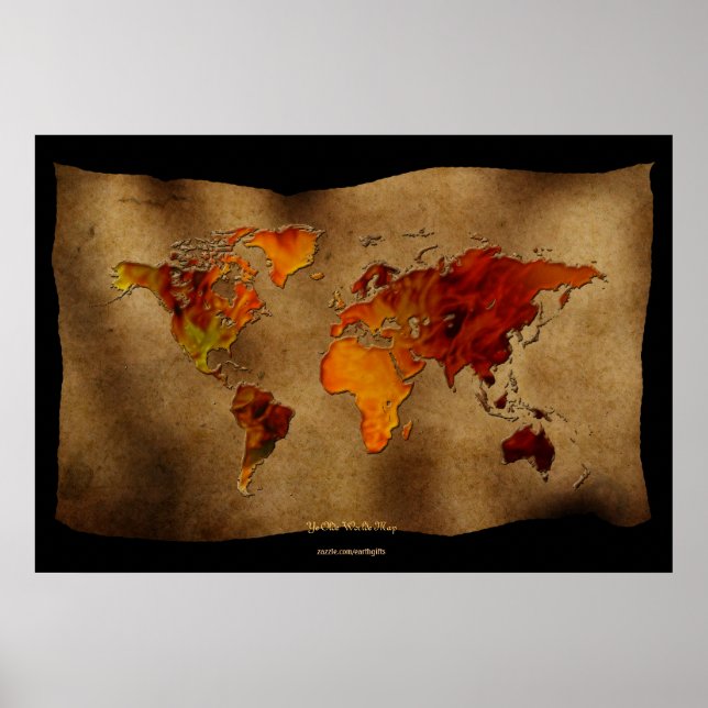 Decorative Fun "Ye Olde Worlde Map" Art Poster (Front)
