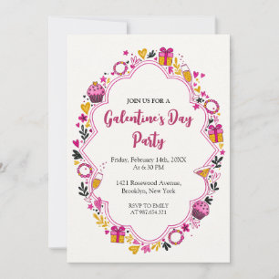 Decorative Galentines Invitation Oval Frame