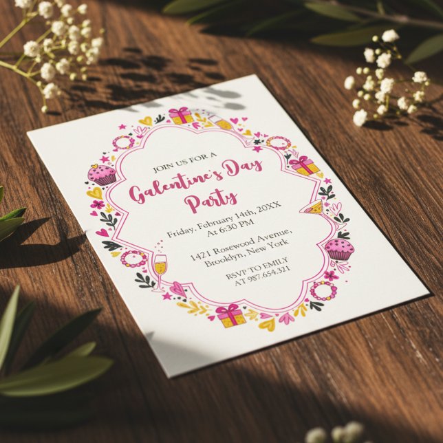 Decorative Galentines Invitation Oval Frame (Creator Uploaded)