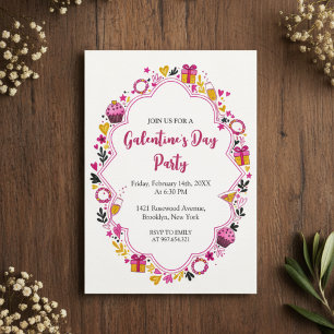 Decorative Galentines Invitation Oval Frame