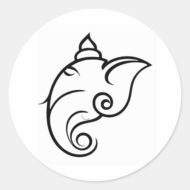 Decorative Ganesha Design Classic Round Sticker (Front)