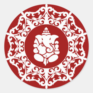 Decorative Ganesha Design Classic Round Sticker