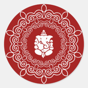 Decorative Ganesha Design Classic Round Sticker