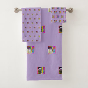 Decorative Geo Patterns Lavender  Bath Towel Set