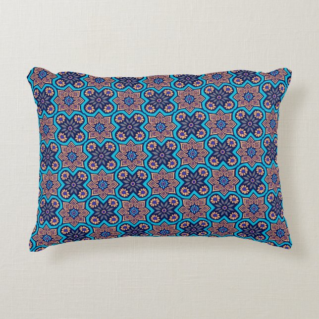 Decorative Geometric Floral Pattern Cushion (Front)