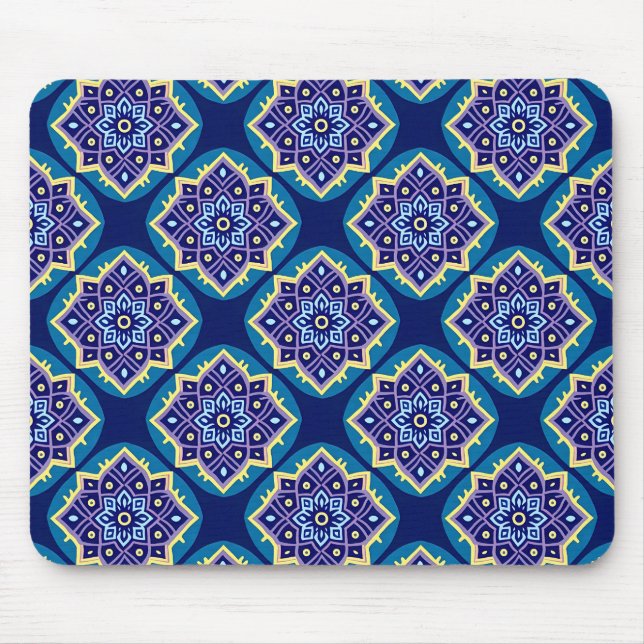 Decorative Geometric Floral Pattern Mouse Pad (Front)