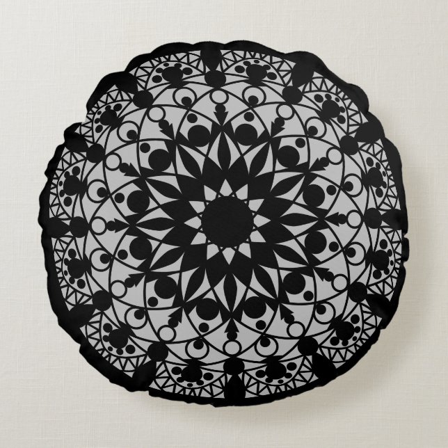 decorative geometric mandala round cushion (Front)