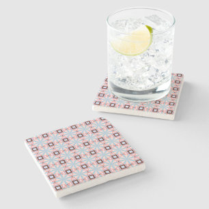 decorative geometric pattern stone coaster