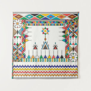 Decorative geometric repeating pattern inspired by tapestry