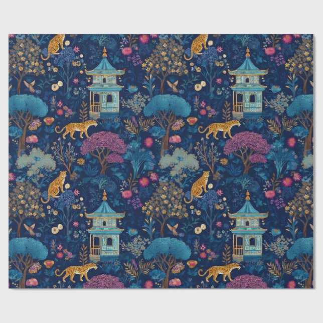 Decorative Gift Wrap Paper Chinoiserie Animals (Flat)