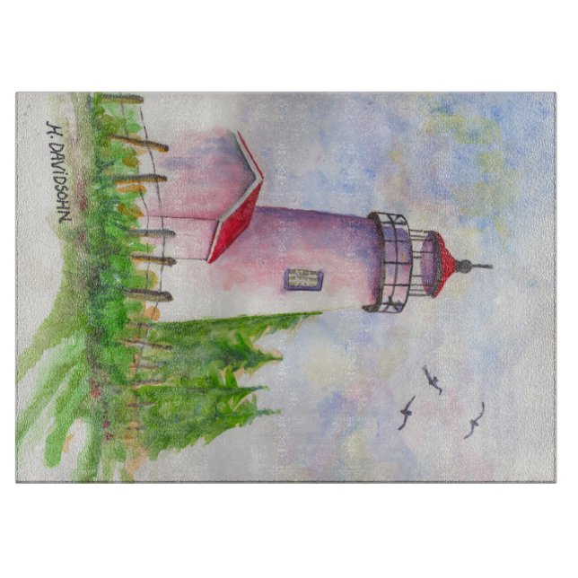 Decorative Glass Cutting Board - Lighthouse (Front)
