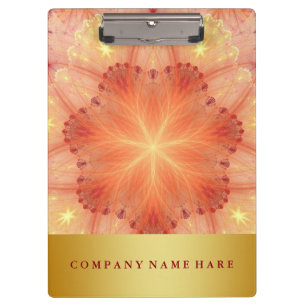 Decorative Gold Badge Orange Flower Lace Petals Clipboard