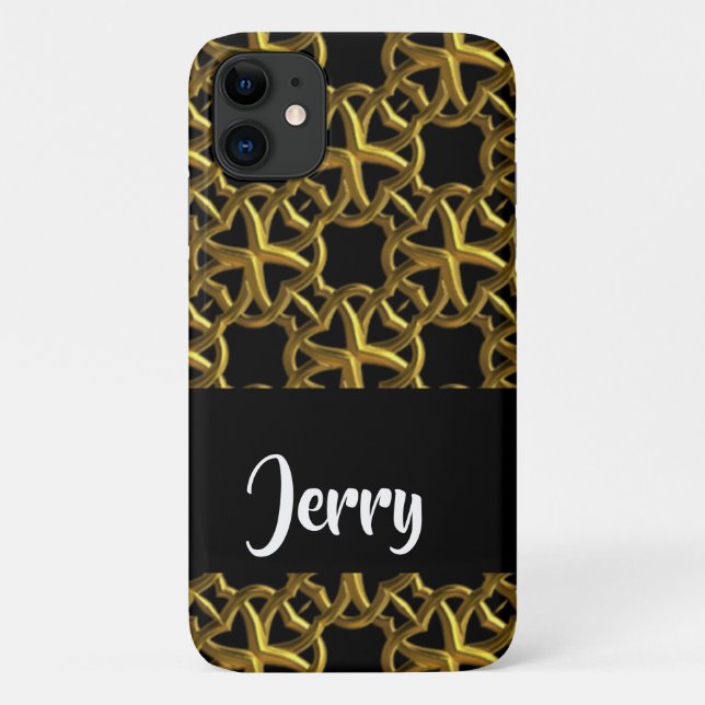 Decorative gold chains on black Case-Mate iPhone case (Back)