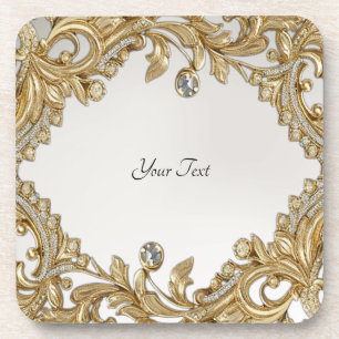 Decorative Gold Hard Plastic Coaster